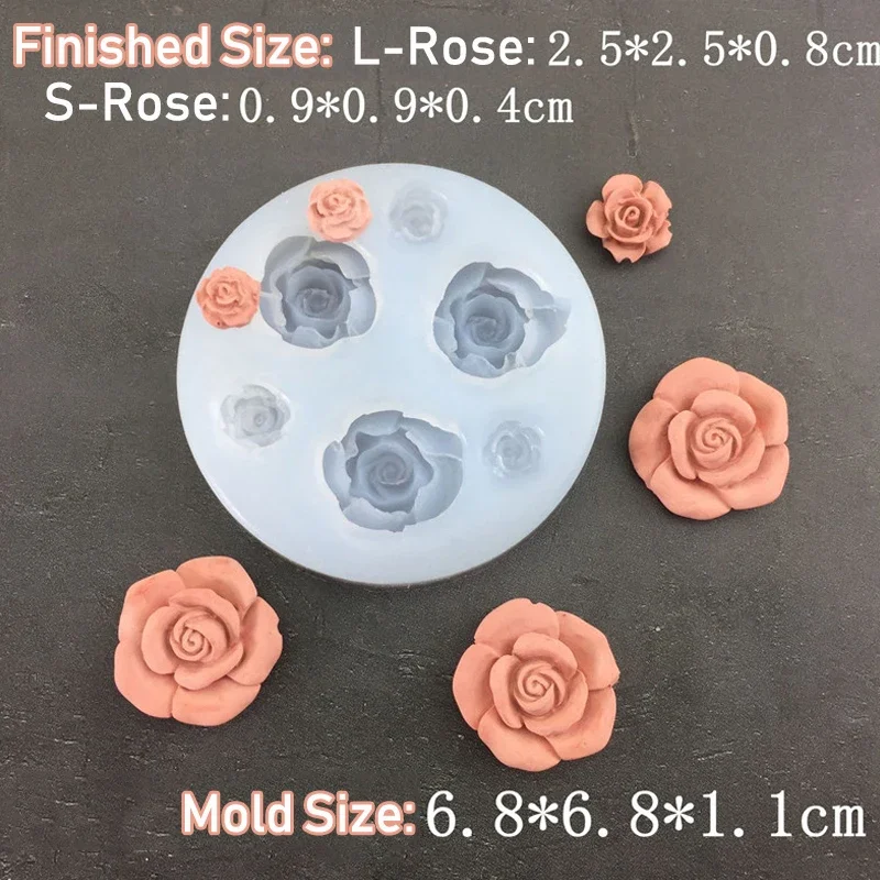 Mini Rose Flower Silicone Mold with Leaf Clay Plaster Mold Candy Chocolate Fondant Cake Decor Wedding Cupcake Topper Baking Mold