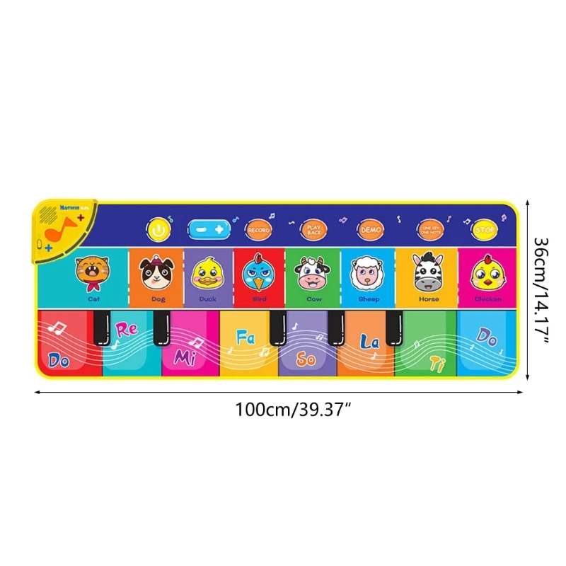 Mat with 10 Keys Unique Playmat Music Toy Keyboard Floor Piano Pad Gift for Toddlers and Kids Age 3-6 Years