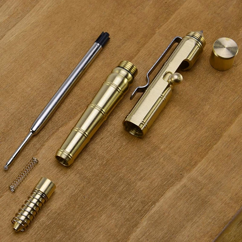Retro Bamboo Node Bolt Type Pen Cool Bolt Pen Smooth Writing Gel Pen D5QC