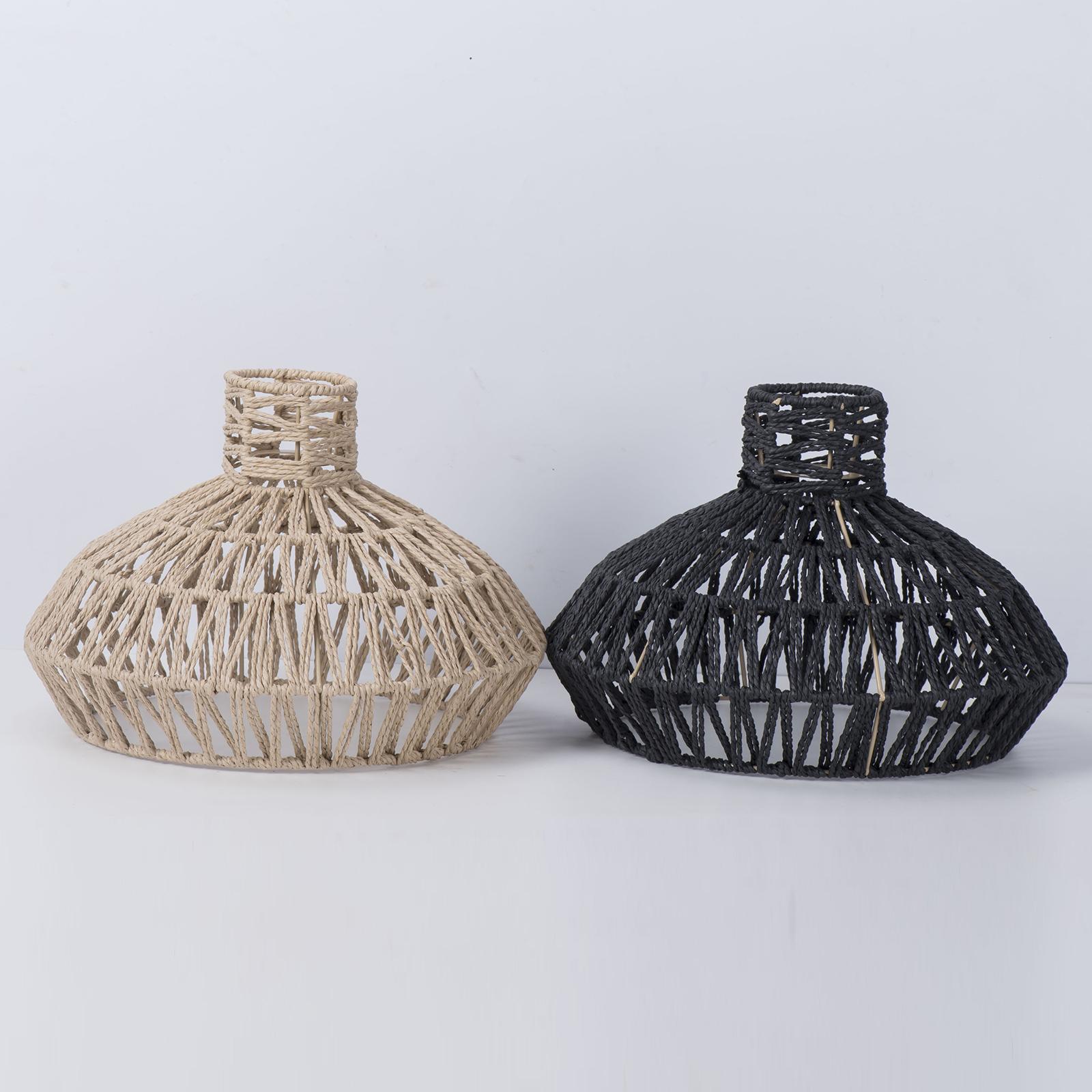 Paper Rope Hand Woven Lampshade Rattan Chandelier Lamp Covers Handwoven Rope Lampshade Rustic Decorative Hanging Lights Decor