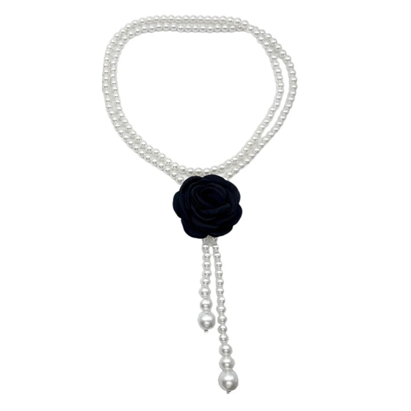 Women Body Chain Camellia Flower Pearl Waist Chain Belt Belly Chain Waistbelt for Female Body Jewelry Lady Accessories