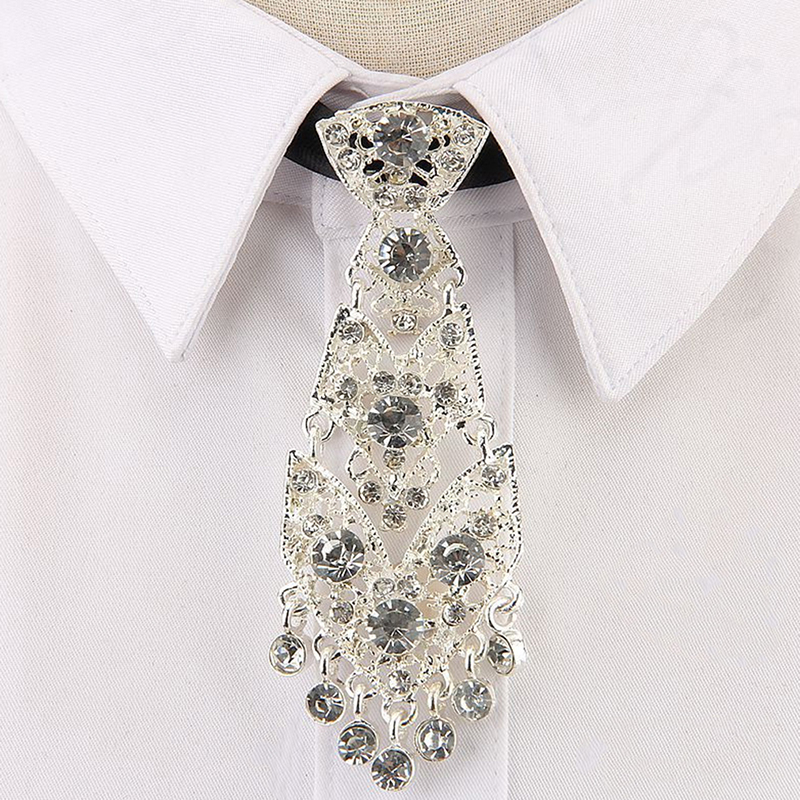 Crystal Neckties Trendy Personality General Wine Party Wedding Ceremony Metal Short Tie ddmysmile Men Accessories Fashion Smile