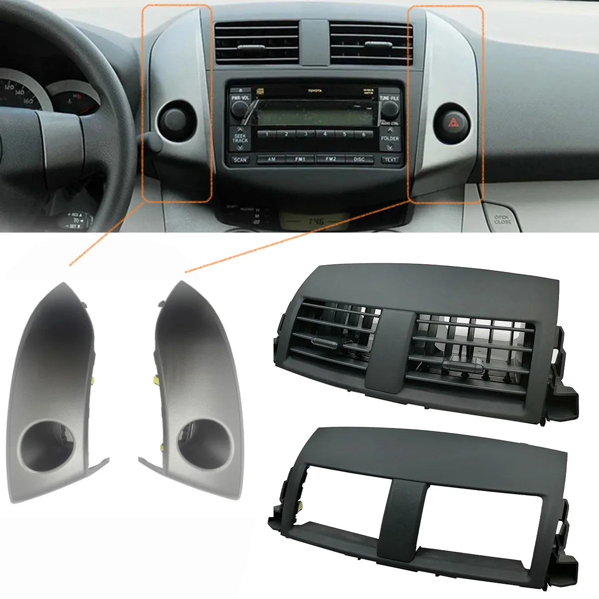 Ruili510 1 for Toyota RAV4 2006 2007 2008 2009 2010 2011 Center Dash A/C Outlet Air Vent Panel Air Outlet Cover Replacement