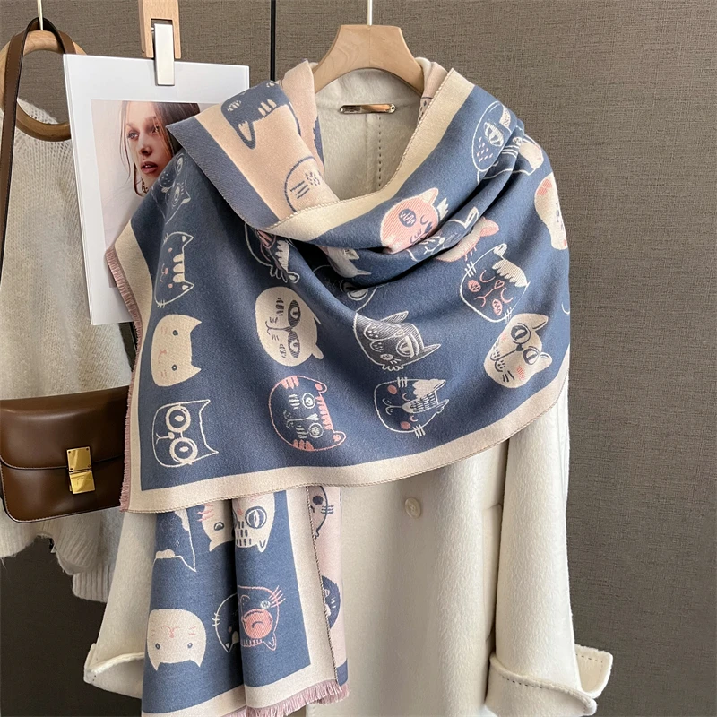 2023 Luxury Thick Blanket Winter Bufanda Warm Cashmere Scarf Women Shawl Print New Wraps Pashmina Female Travel Poncho Stoles