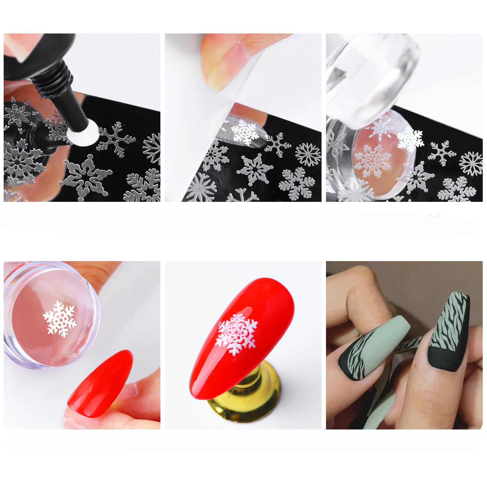 1Set Create Perfect French Tips Instantly with Clear Silicone Nail Stamper & Scraper Set!