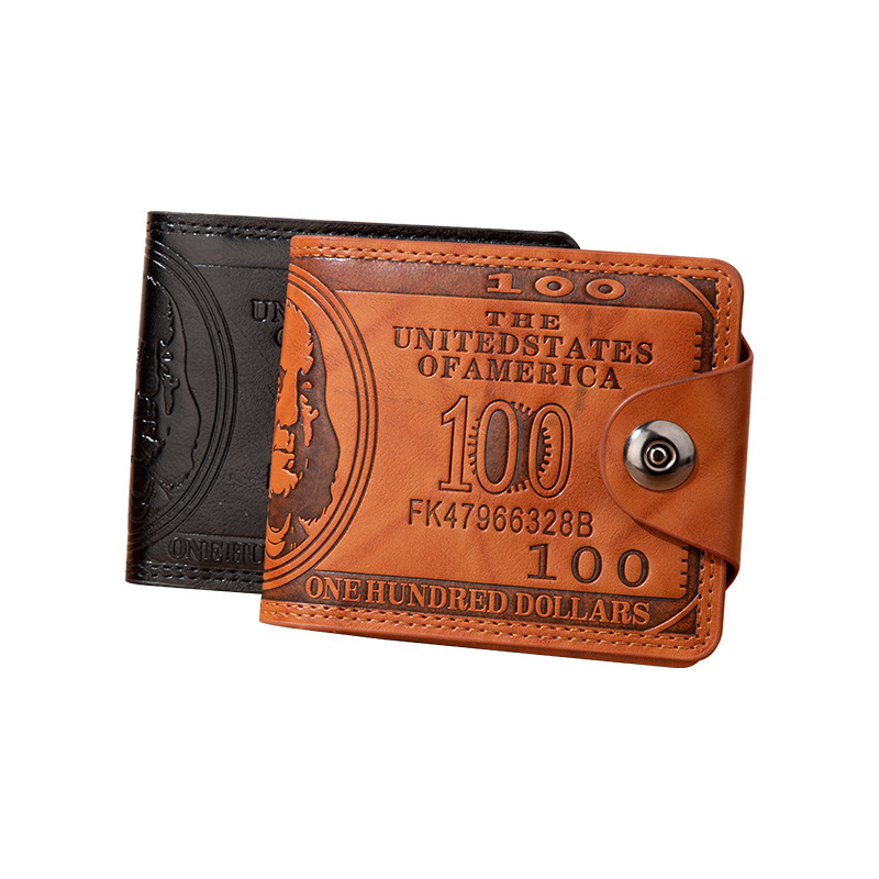 New Designer Wallet Short Fashion Brand Personalized US Money Men's Double Discount Multi Card Leather Clip Silver Bag