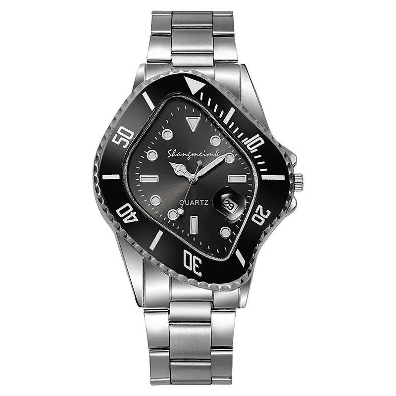 Watch for Men Irregular Twist Shaped Quartz Wristwatch Male Man Luxury Rhombic Green Calendar Wrist Watch Clock Reloj Hombre