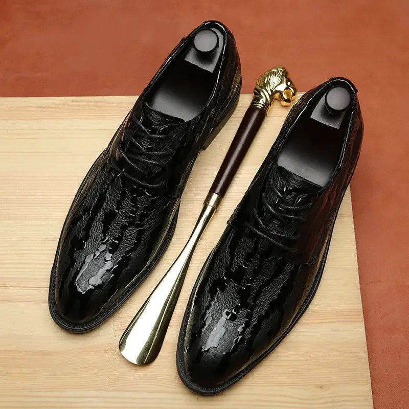 Official Mens Social Shoes Black Pointed Toe Dress Shoes Mens Liquid Shoes Office Elegant Classic 39 Set 241031