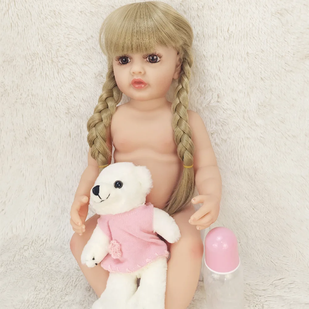 55cm Baby Kids Reborn Baby Doll Soft Vinyl Silicone Lifelike Super Cute Newborn Baby Toy for Girls Birthday Gift