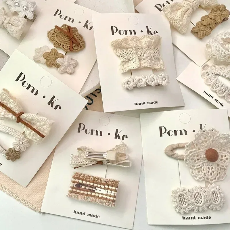 2PCS Baby Hair Pins Lace Floral Hair Clips for Girls Daisy Jacquard Flower Hairpins Barrettes Korean Kids White Hair Accessories