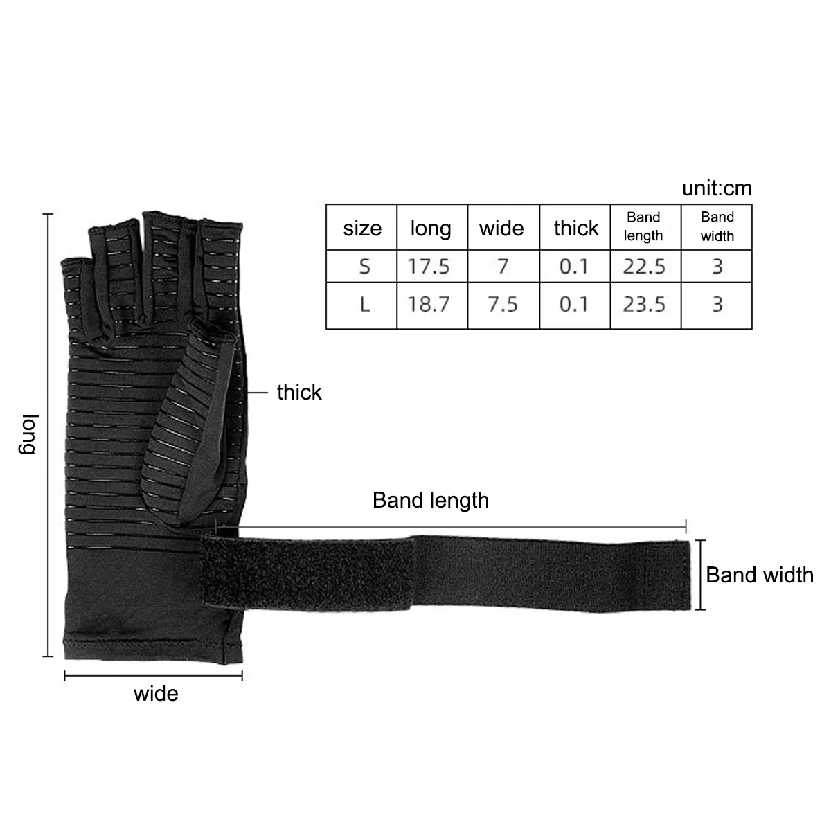 Arthritis Half Finger Gloves Copper Fiber Pressure Joint Pain Relief Half Finger Gloves Treatment Wrist Support Non-slip Gloves