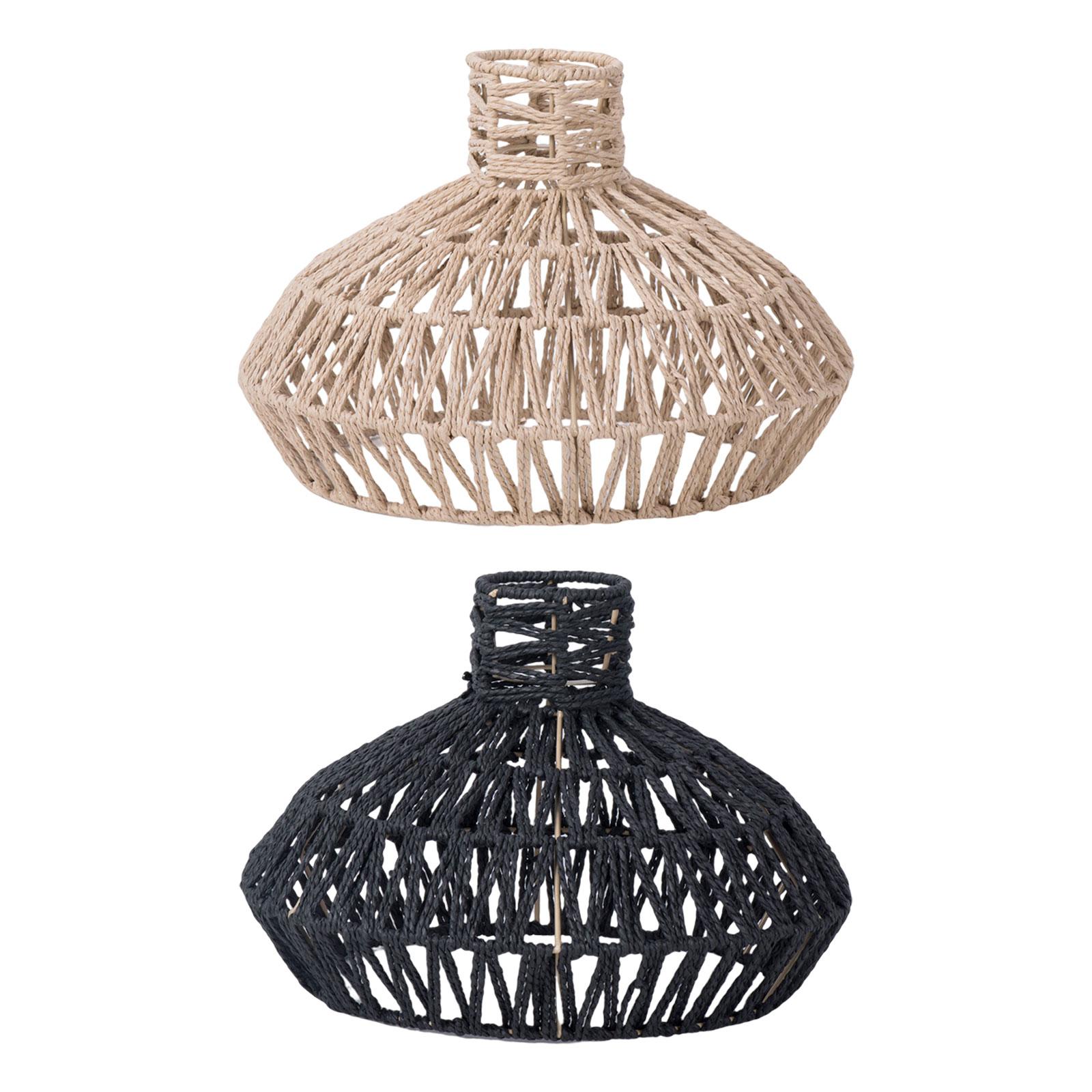 Paper Rope Hand Woven Lampshade Rattan Chandelier Lamp Covers Handwoven Rope Lampshade Rustic Decorative Hanging Lights Decor