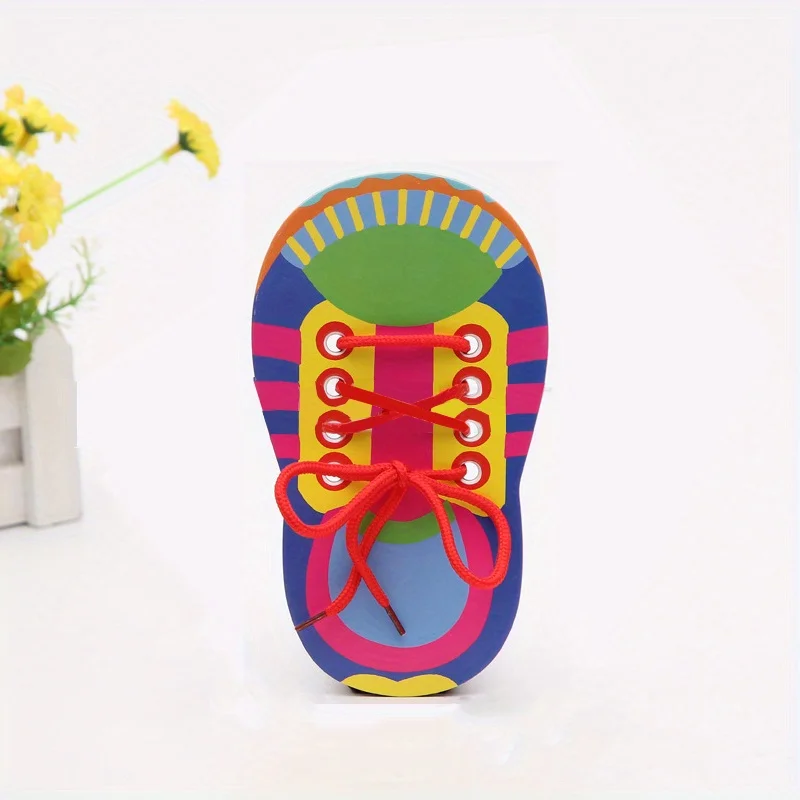 Early Educational Shoelace Threading Teaching Toys, Kindergarten Child Learn To Tie Shoelaces Bowknot Painting Puzzle Toy