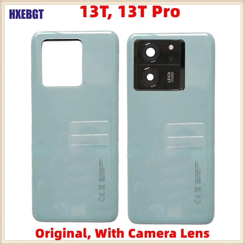 Original Rear Battery Cover Housing Door For Xiaomi 13T , 13T Pro Back Glass Lid Chassis + Camera Lens Smartphone Repair Parts