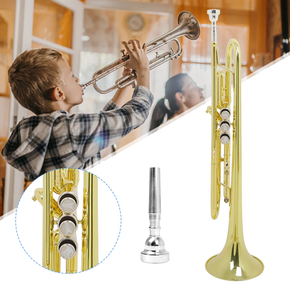 Bb B Flat Trumpet Instrument with Gloves & Cleaning Cloth for Student Beginners