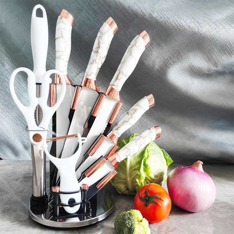 9-piece kitchen knife set with electroplated handle switch chair kitchen knife kitchen knife X241102