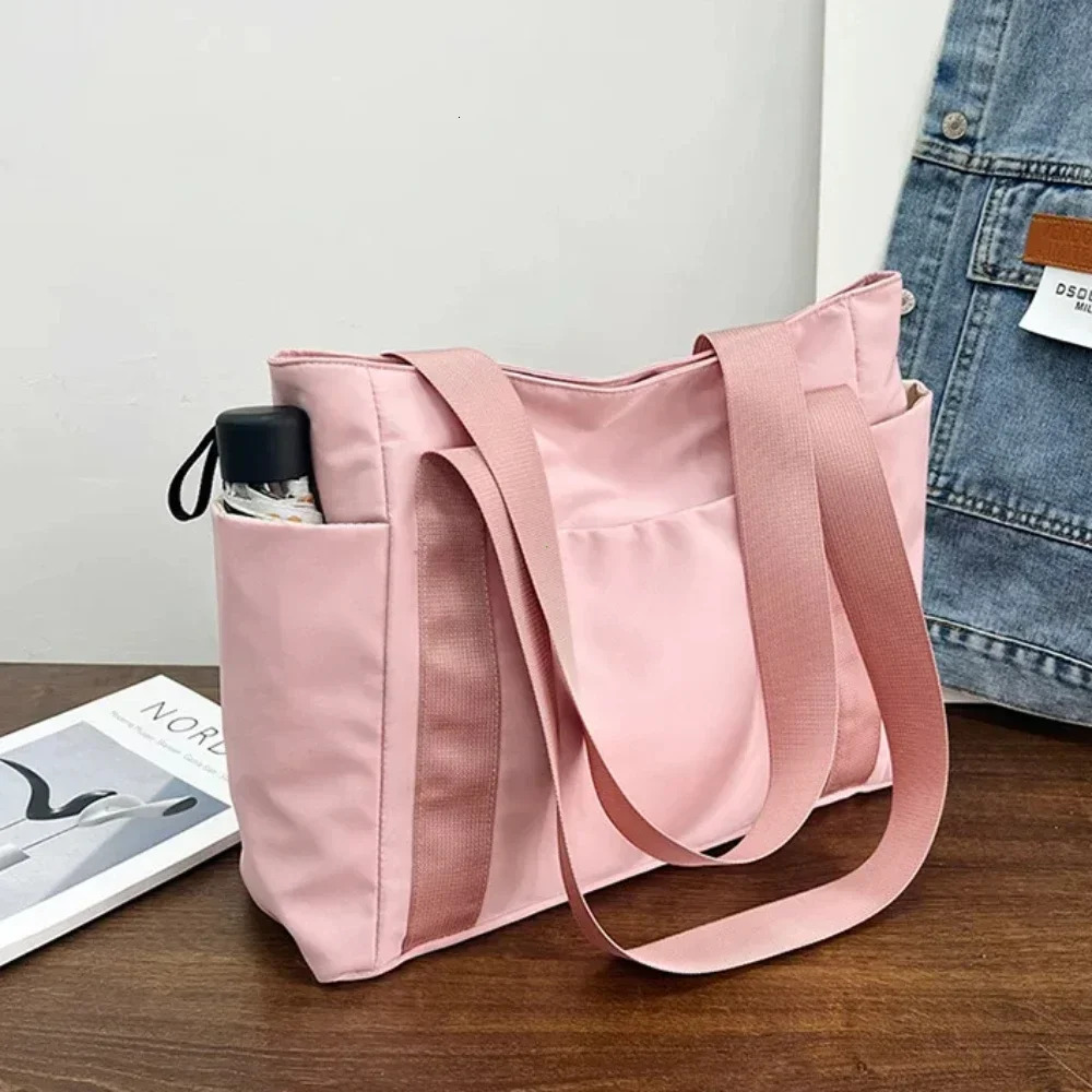Solid Color Tote Designer Single Shoulder Casual Simple Canvas Handbag