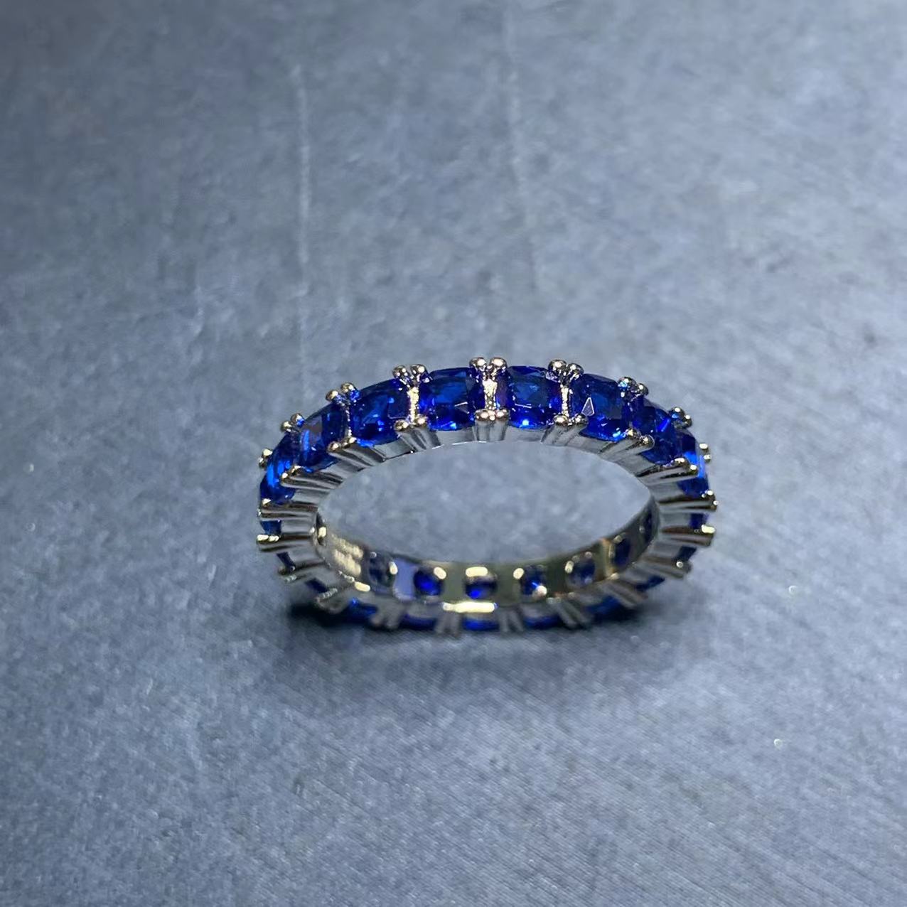 Free shipping blue stone square designer rings for women shine crystal bling dia sier retro vintage geometry love ring jewelry gift Free shipping