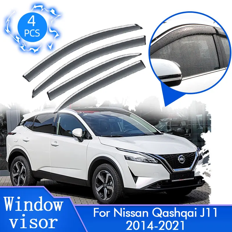 For Nissan Qashqai J11 Rogue Sport 2014~2021 Sun Window Door Side Vent Visor Rain Deflectors Guards Smoke Trim Car Accessories