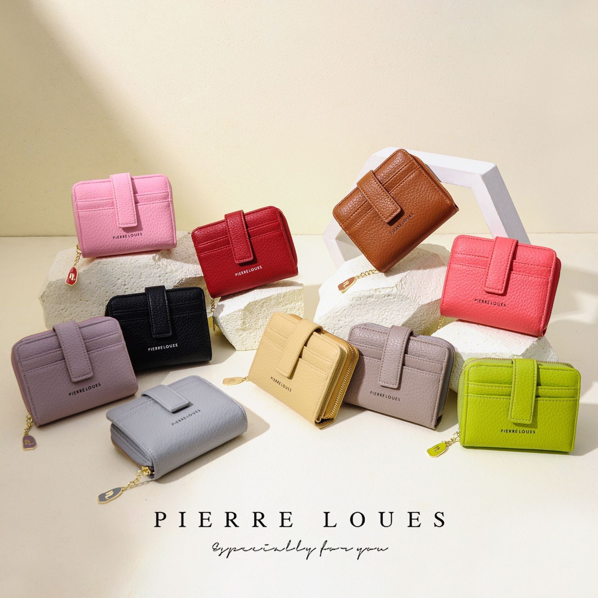 2025 new Korean version short women's coin purse with high-end feel, leather small bag, multi card zipper, ins wallet