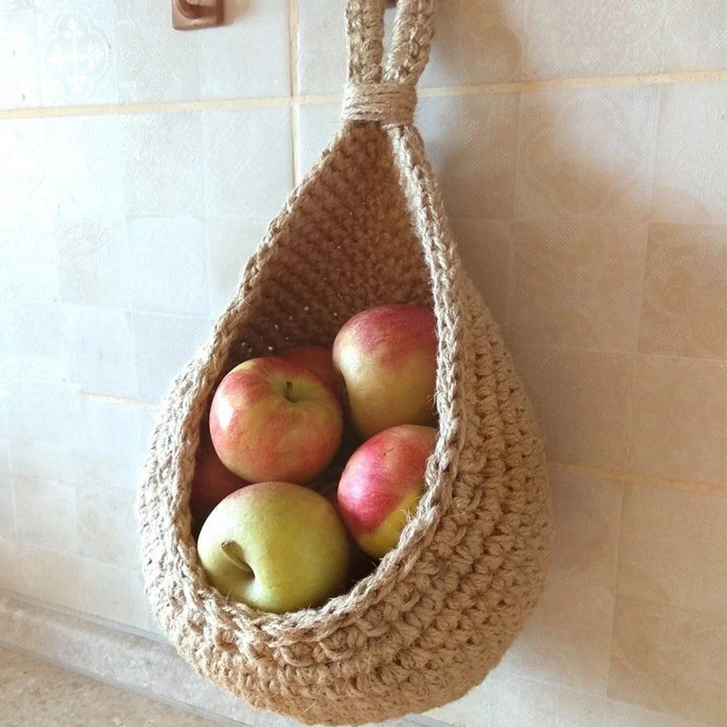 Vegetable And Woven Fruit For Table Wall Hanging Storage Basket Kitchen Organizer
