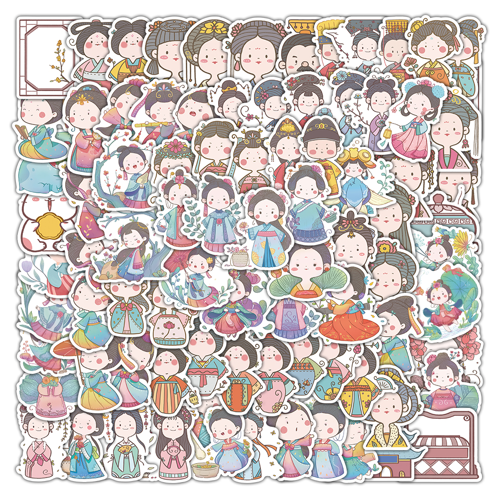 49PCS Chinese Girl In Ancient Style Stickers DIY Fridge Guitar Laptop Motorcycle Skateboard Graffiti Joke Sticker Decal Kid Toy