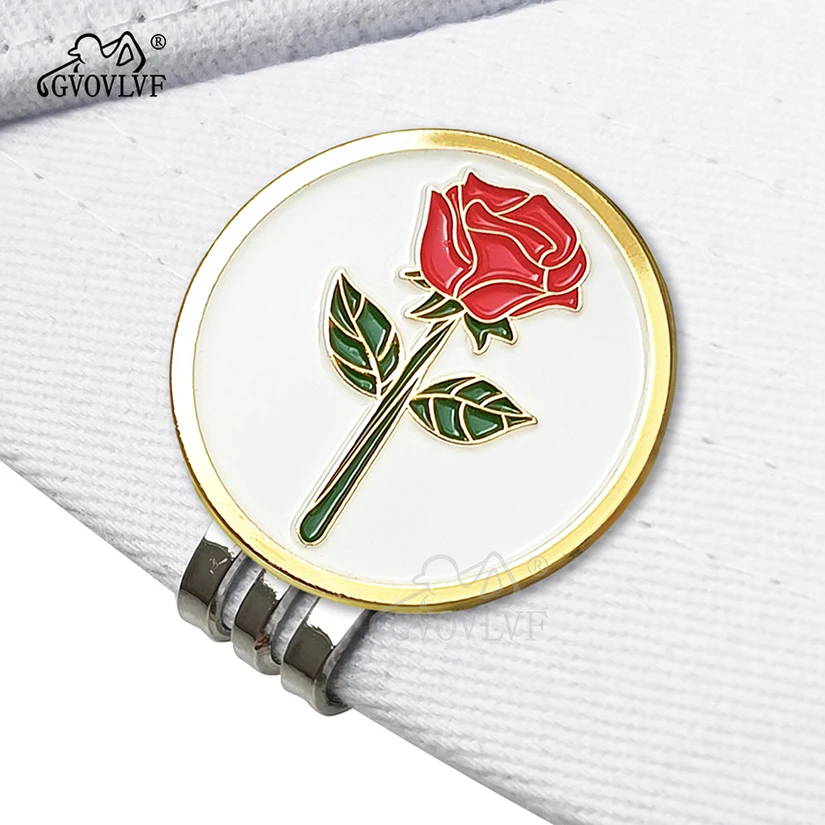 1 piece GVOVLVF Golf Rose ball Markers Magnetic Hat Clips with Bling Bling Golf Bag Accessories Gift for Women Golfers New