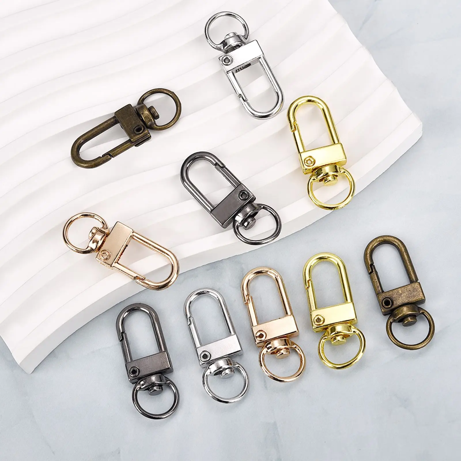 10pcs Carabiner Metal Lobster Clasp Hooks Plated Gold Silver DIY Jewelry Finding Making Keychain Bag Bracelet Neckalce Supplies