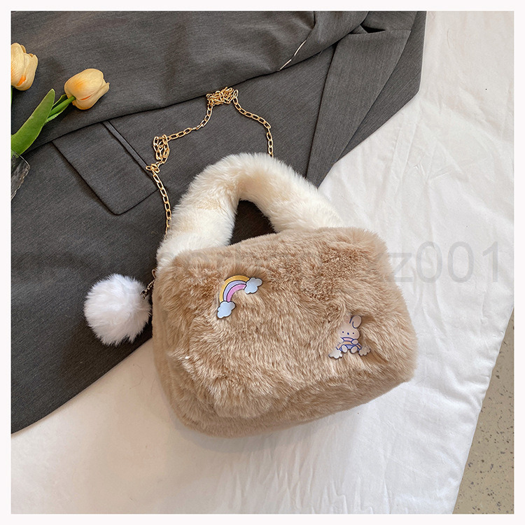 Fashion Classic Bag Designer 10a Top Woman Handbagevening Bags Candy Colored Crossbody Cute Cartoon Badge Fur Autumn and Winter Plush Handbag Chain Sh