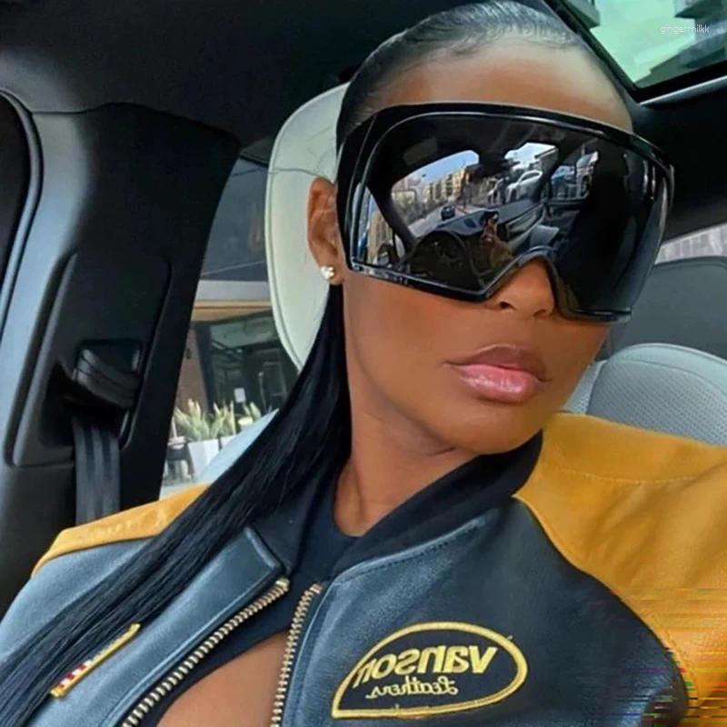 Sunglasses Y2K Vintage Luxury Brand Designer Oversized One Piece Women For Men Trend Punk Big Frame Sun Glasses Sport Goggle