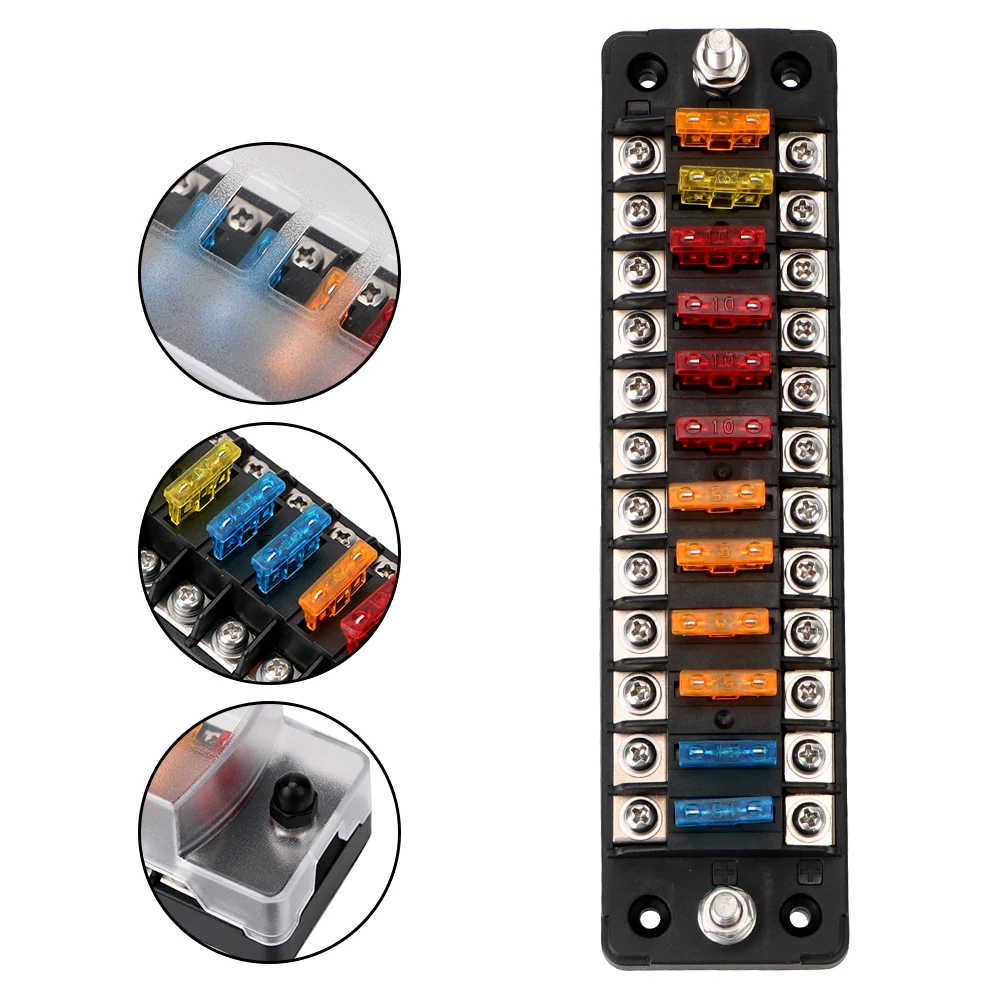 For Auto Car Marine Trike Flame Retardant V A Fuse Box Holder Ways Blade Block With Double Fuses