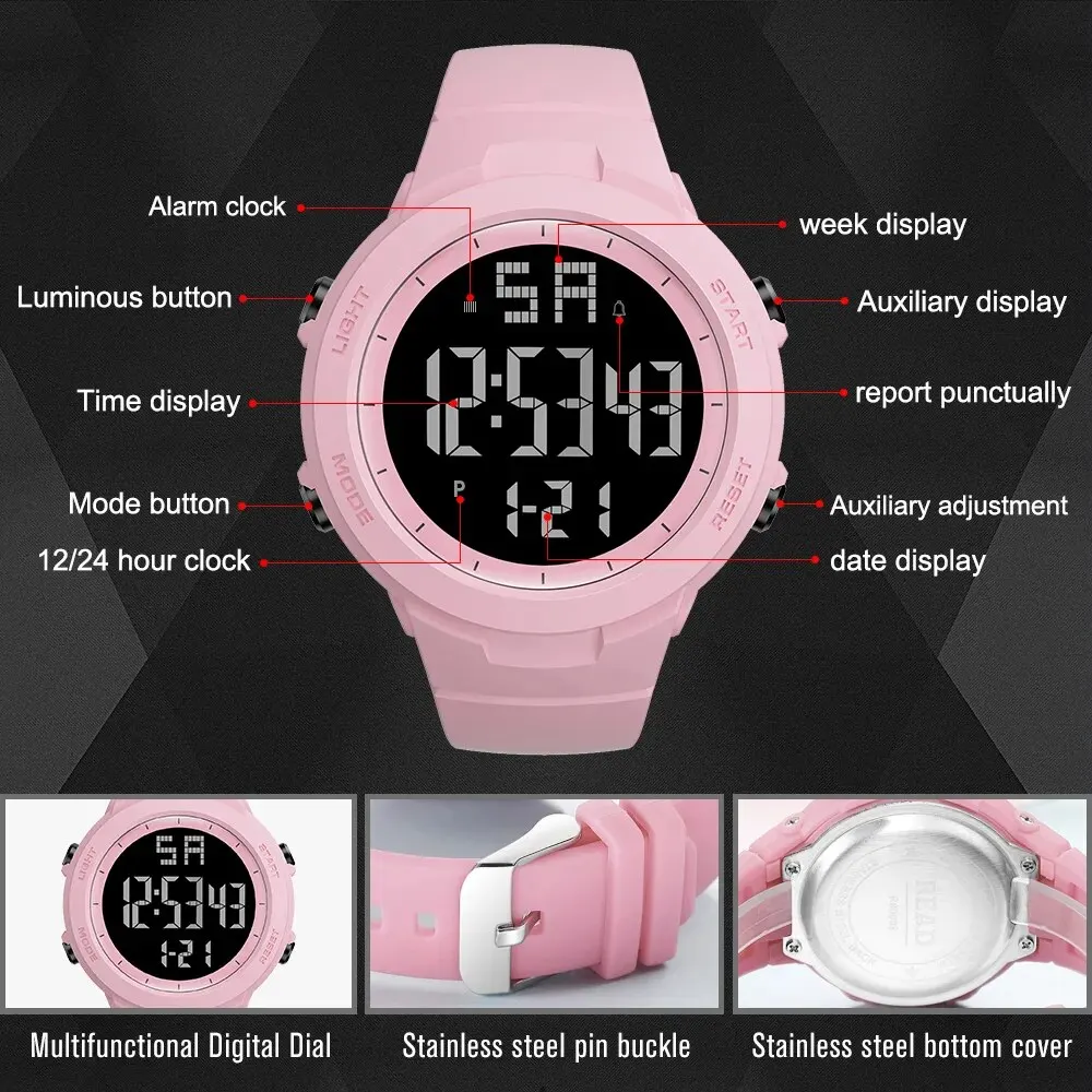 READ Digital Watch for Boys and Girls, Waterproof Watch,LED Easy to Read Stopwatch Alarm Multifunctional Outdoor Student Watch