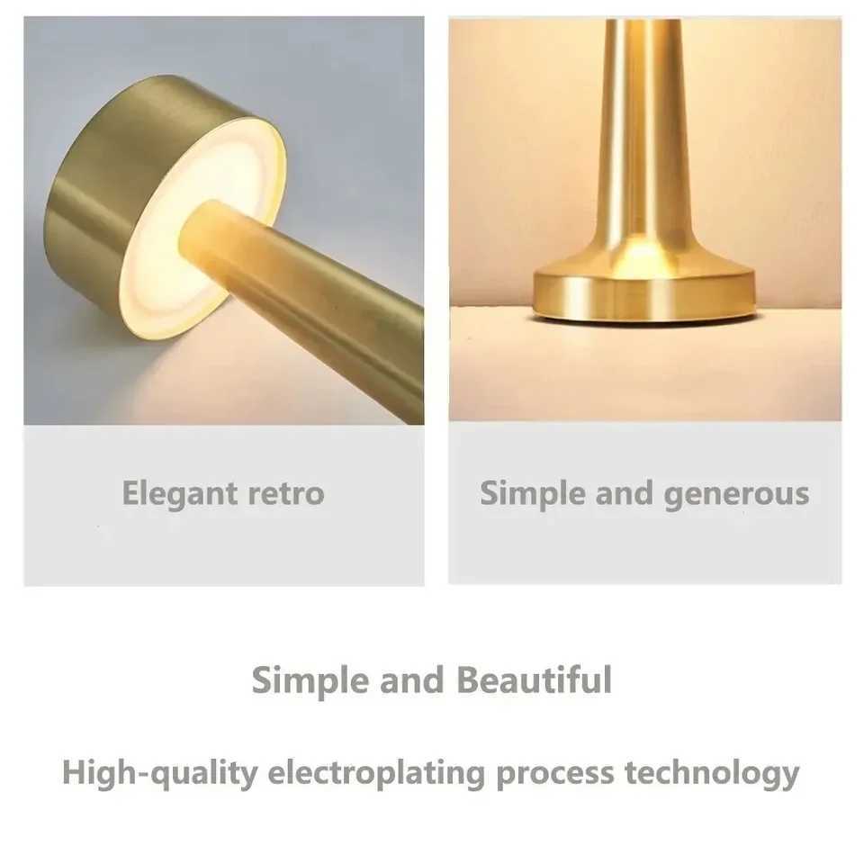 GGbingo LED Desk Lamp Retro Bar Table Lamp Touch Dimmable 3 Color Rechargeable Dining Desktop Night Light for Vintage Bar DecorLX241102