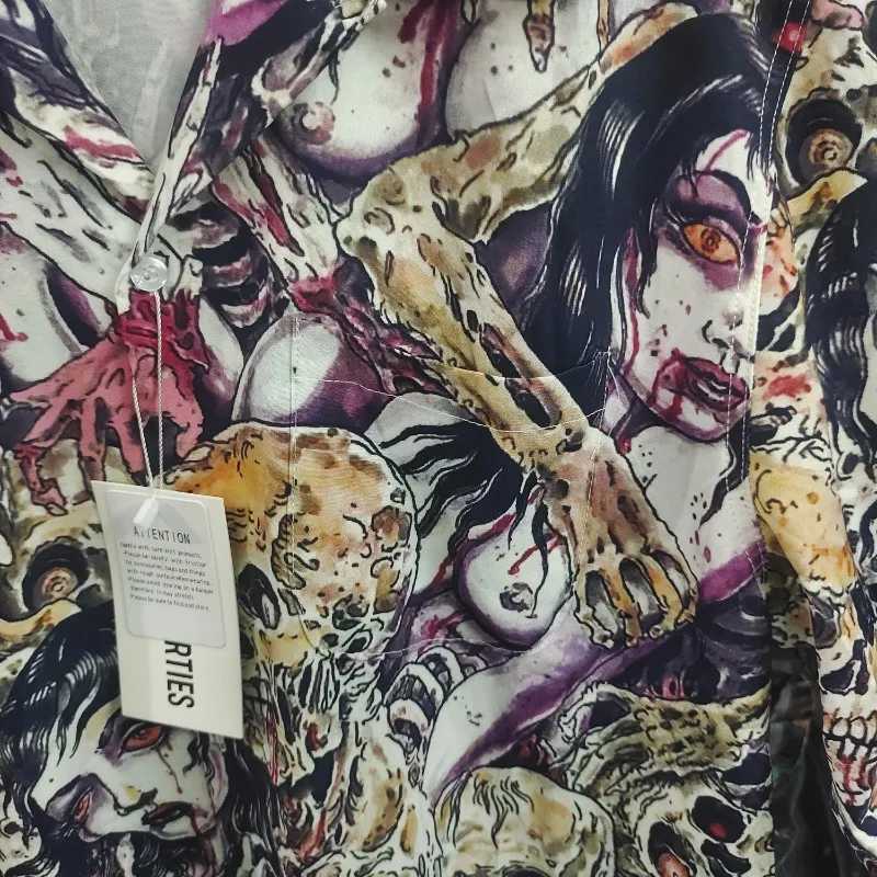 Men's T-Shirts New Tiger Pattern Wacko Maria Short sleeved Summer Mens and Womens Hawaiian Beach Casual Shirt J240402