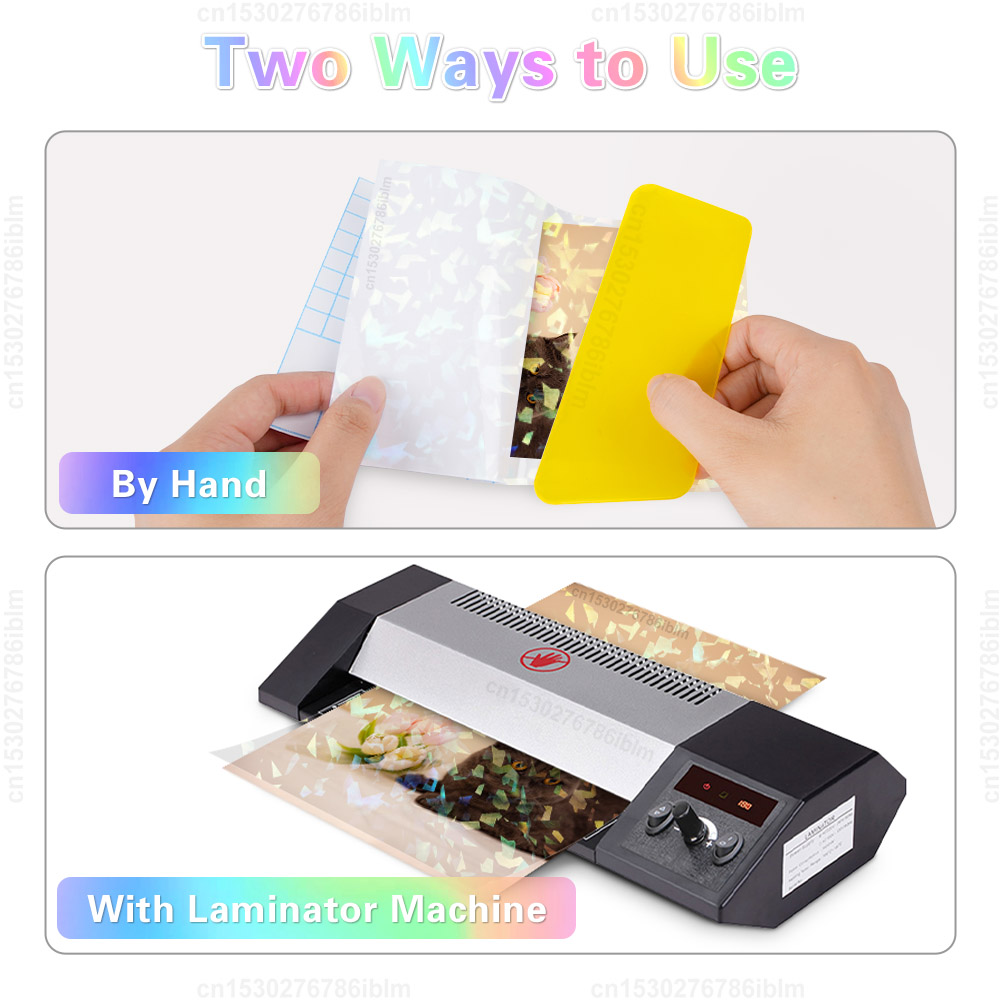 10 Sheets Waterproof Cold Laminating Film Transparent Holographic Broken Glass Adhesive A4 Paper film DIY Photo Laminating Film