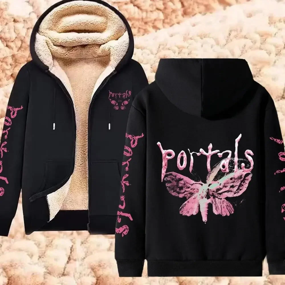 Melanie Martinez Portals Winter Hoodies Thicken Warm Zipper Jacket Lambswool Thermal Streetwear Unisex Outdoor Coat Plus Size