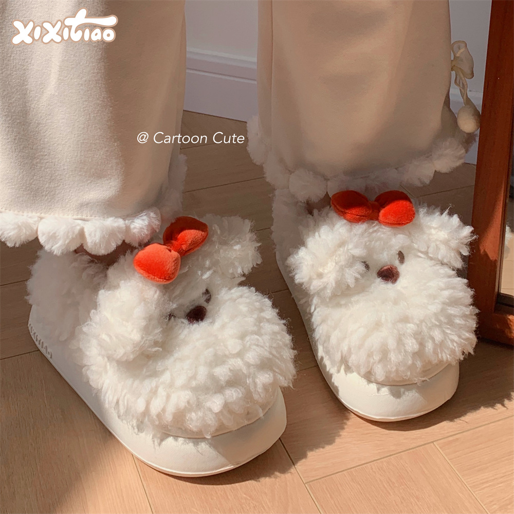 Slippers Fun Cute cartoon puppy dog Cute slippers for women girls Fashion Kawaii Fluffy winter warm women's slippers