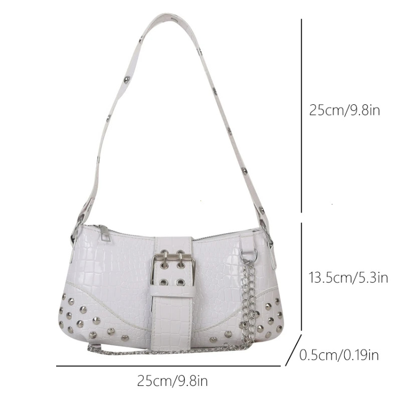 Fashionable Single Shoulder Gothic Style Women's Designer Hand-held Cool Style Fashionable Rock Girl Rivet Chain Travel Bag