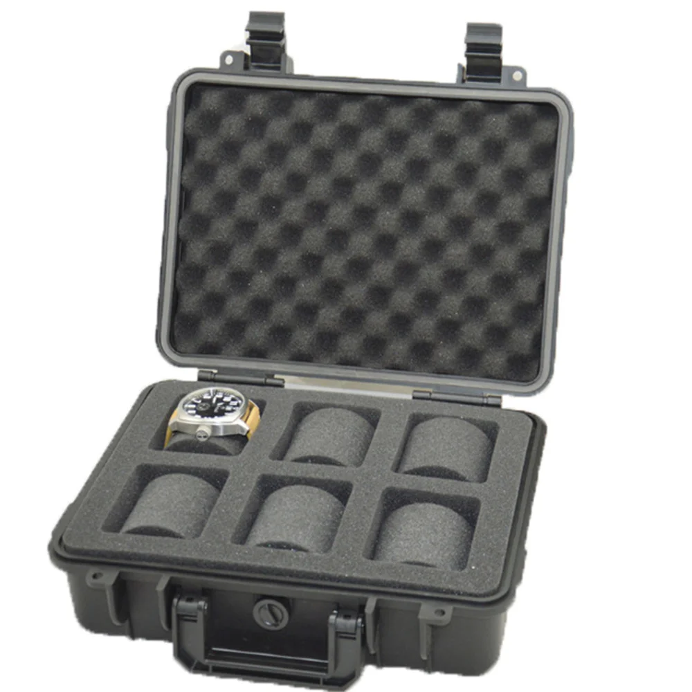 6/12 Slots Waterproof Box Plastic Watch Display Bracket Clock Portable Watches Suitcase Organizer Storage Watch Tool Case