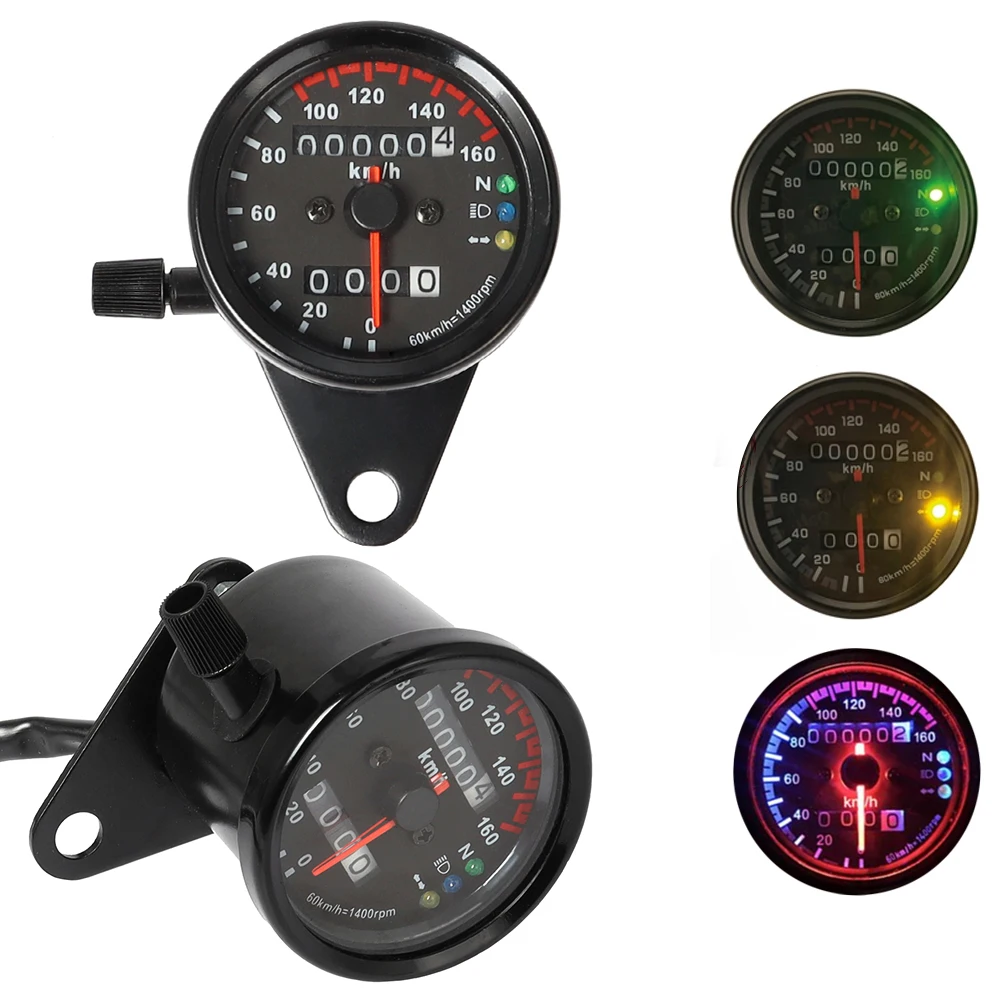 Motorcycl 12V Dual Speed Meter with LED Indicator Universal Motorcycle Speedometer Odometer