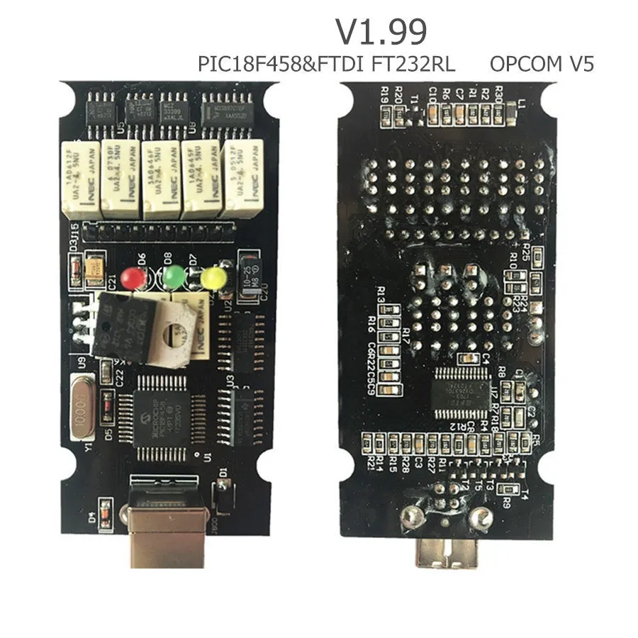 OPCOM V5 200603a 2021 for Opel OP-COM 1.70 V1.95 Flash Firmware Update Car Diagnostic Tool with Pic18F458 FTDI FT232RQ Chip