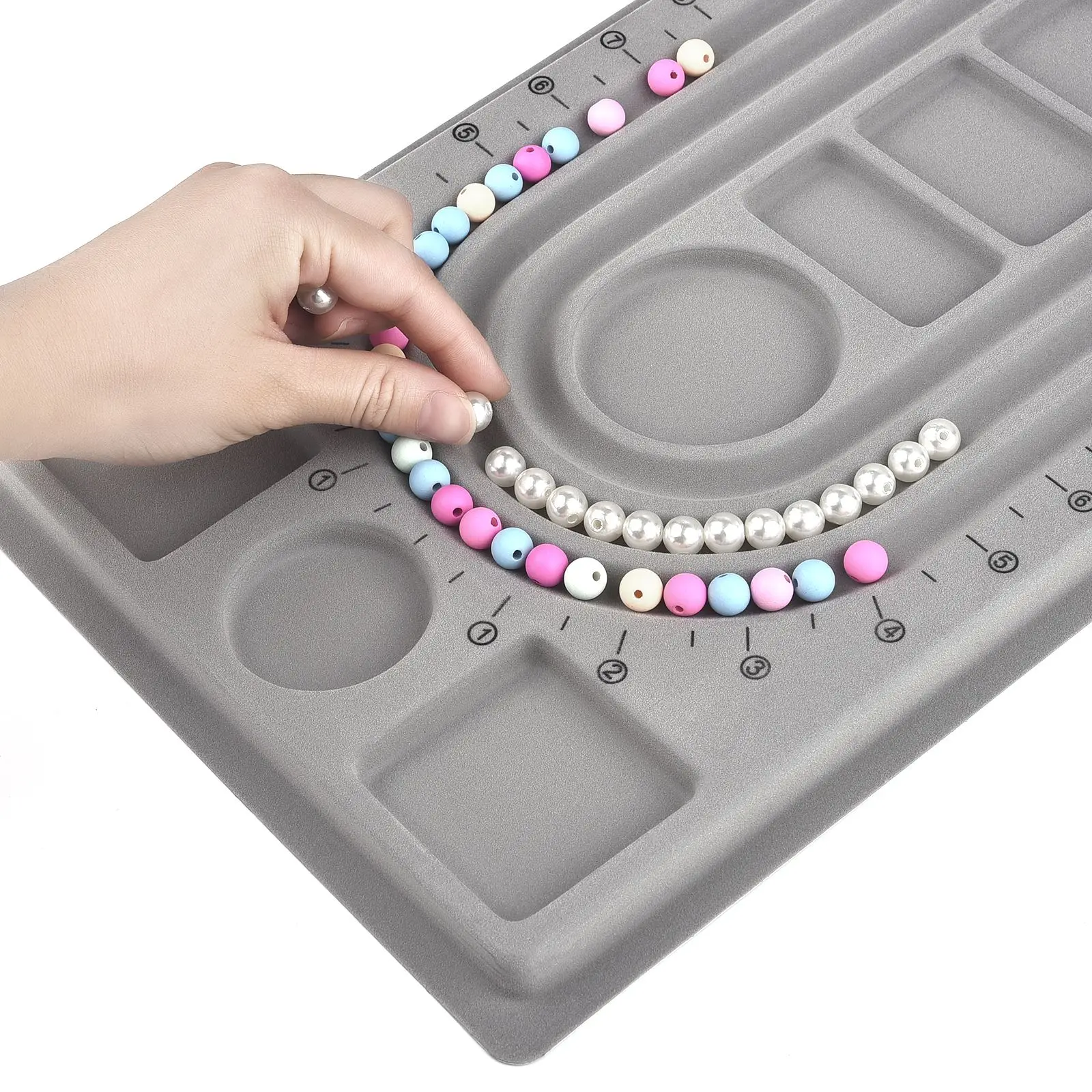 Flocked Bead Board Bracelet Necklace Beading Organizer WorkBenches Size Measuring Tool Tray DIY Jewelry Making Tools Accessories