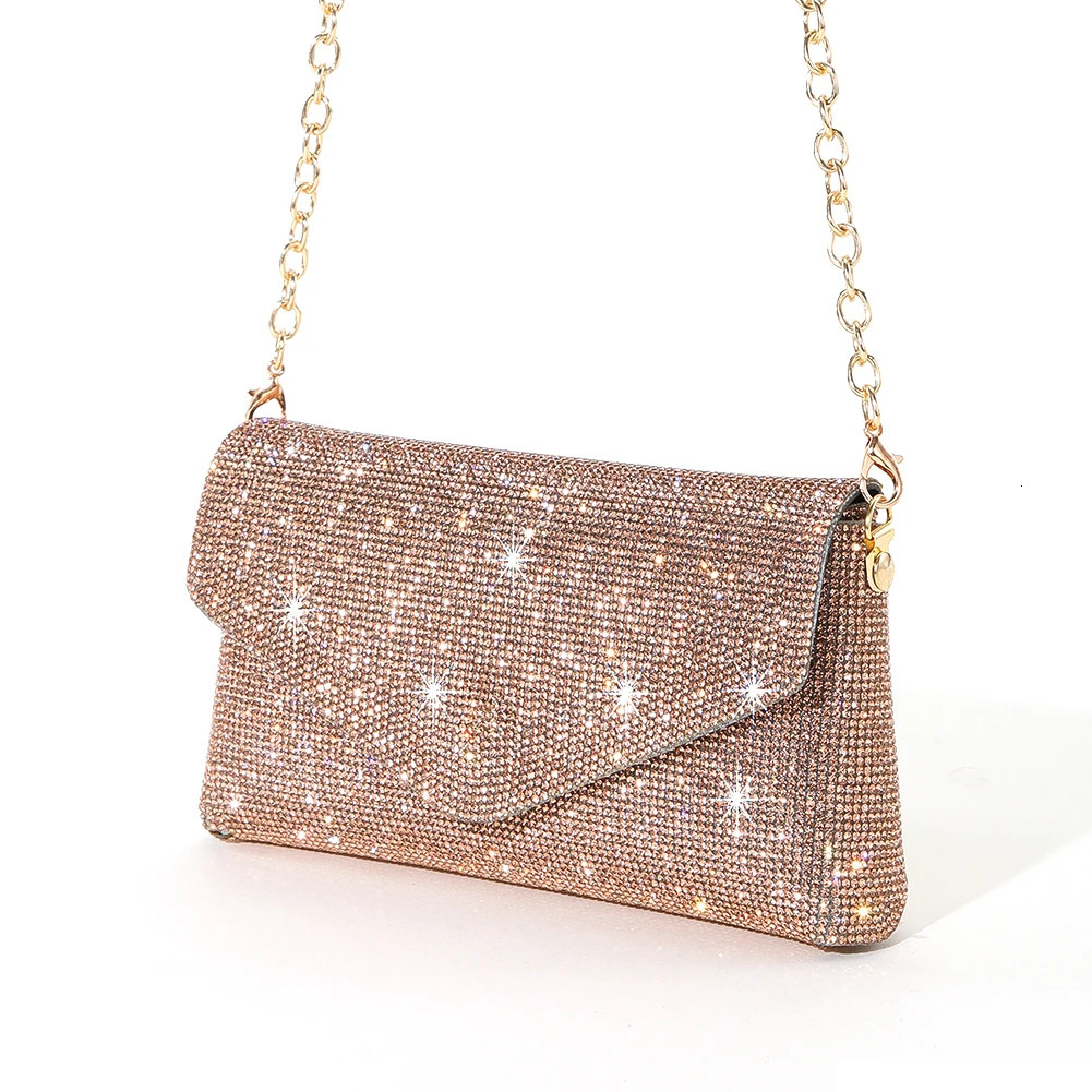 Diamond Womens Sparkling Evening Envelope Clutch Bag Womens Sparkling Handbag Party Bag Handbag Mobile Wallet Gold and Silver 241031