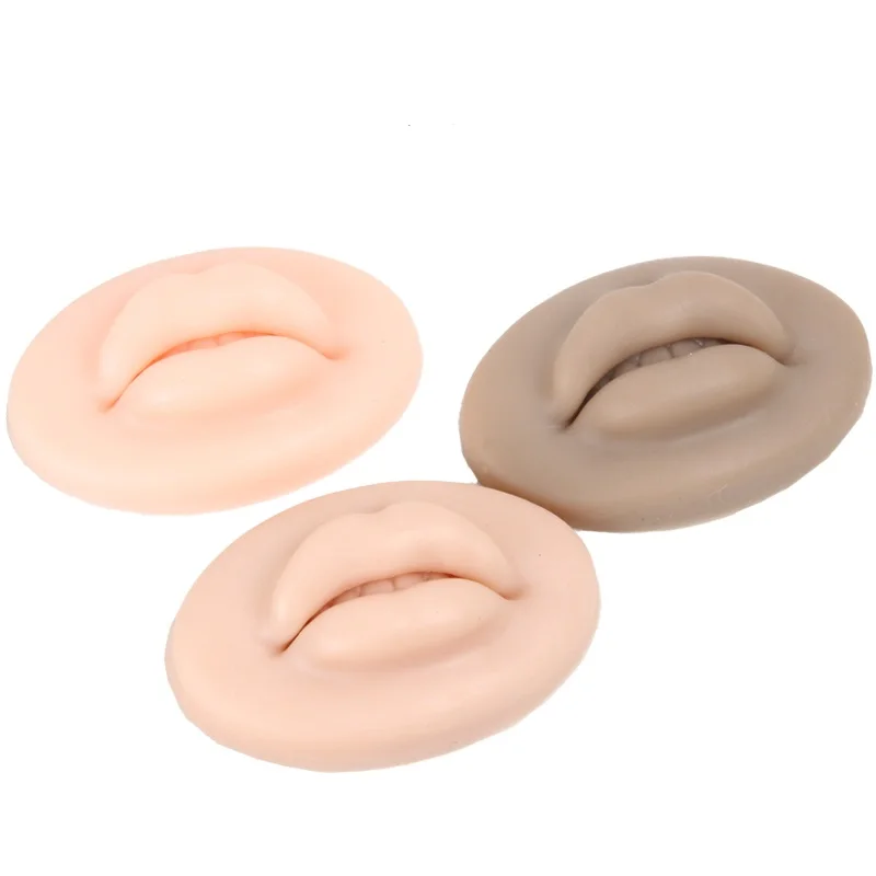 5D Lip Practice Skin Soft Silicone Open Mouth With Teeth Tattoo Skin Reuseable For Permanent Makeup Beginner Training Supplies