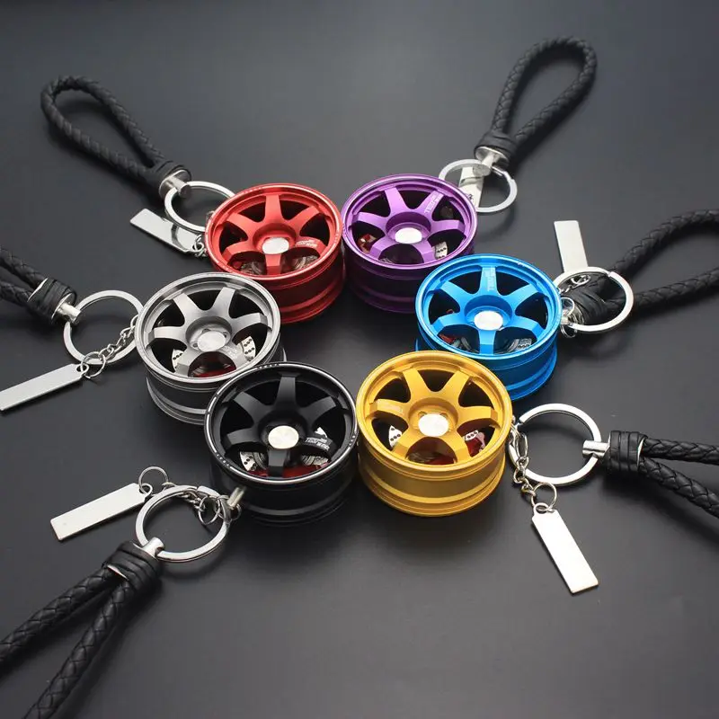 Car Keychains Alloy TE37 Wheel Keyring For Auto Accessories Motor Key Ring For Car Key Chain