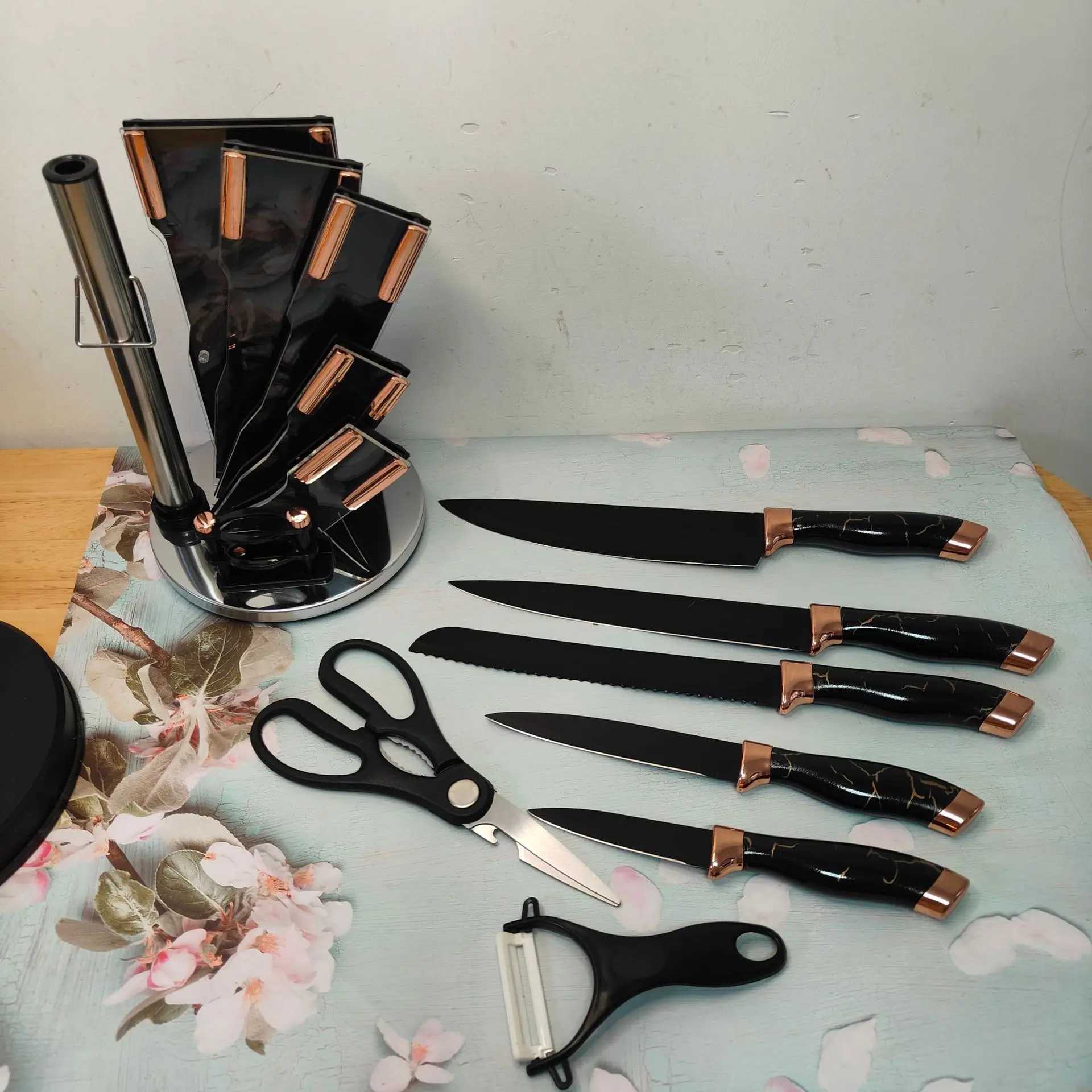 9-piece kitchen knife set with electroplated handle switch chair kitchen knife kitchen knife X241102
