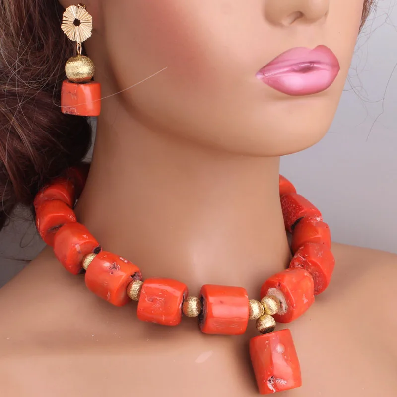 Dudo 15-22 mm Big Coral Beads African Wedding Jewelry Set For Women 2022 Earrings Bracelet and Earrings Nigerian Set