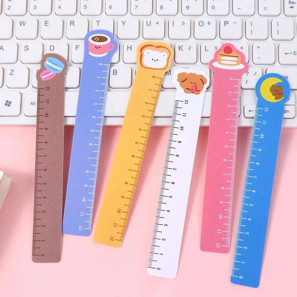 5 Pcs 12cm Kawaii Bendable Straight Ruler Novelty Adorable Painting Scale Ruler Kids Students Bookmarks Stationery Gifts