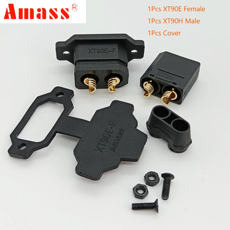 Original Amass XT90E-F Battery XT90E Female Plug Gold-plated XT90 Mountable Connector Black Socket
