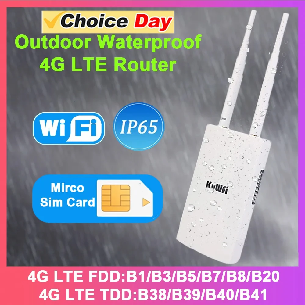 KuWFi Waterproof Outdoor 4G WiFi Router 150Mbps CAT4 LTE Routers 3G/4G SIM Card Router Modem for IP Camera/Outside WiFi Coverage